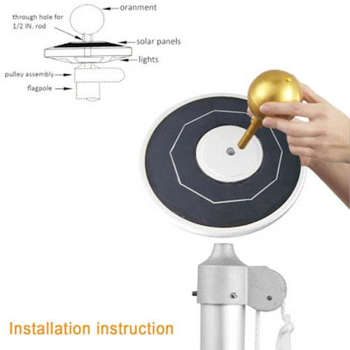 Solar Disk Flag Pole Light Topper 1 Solar Disk Flag Pole Light Topper