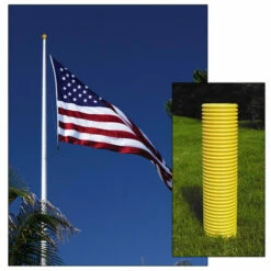 25' White Fiberglass Flagpole With Ground Sleeve -flag Shop Sale AH40025E12