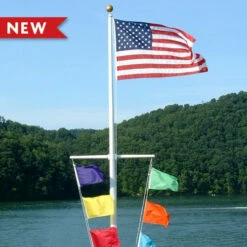 20' Single Mast Nautical Aluminum Flagpole With Yardarm 9 20' Single Mast Nautical Aluminum Flagpole With Yardarm -flag Shop Sale YardarmPole2004