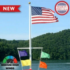 20' Single Mast Nautical Aluminum Flagpole With Yardarm 10 20' Single Mast Nautical Aluminum Flagpole With Yardarm -flag Shop Sale YardarmPole2005