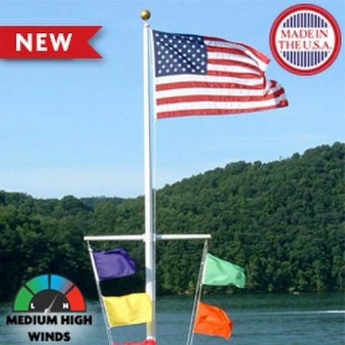 20' Single Mast Nautical Aluminum Flagpole With Yardarm 5 20' Single Mast Nautical Aluminum Flagpole With Yardarm - Image 5