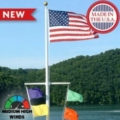 20' Single Mast Nautical Aluminum Flagpole With Yardarm 11 20' Single Mast Nautical Aluminum Flagpole With Yardarm -flag Shop Sale YardarmPole2006